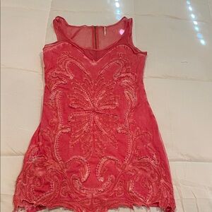 FREE PEOPLE size Medium Vibrant Pink Mesh Fabric